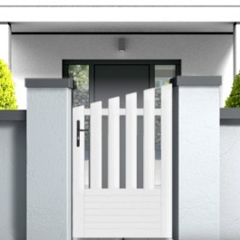 Portillon PVC sur mesure concave Alençon (poignée à gauche en situation)