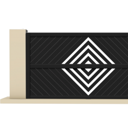 Portail coulissant électrique aluminium anthracite HUER zoom