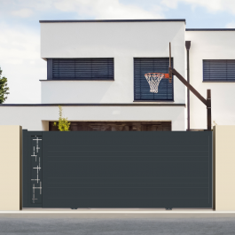 Portail coulissant électrique aluminium anthracite TEMP in situ