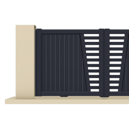 Portail coulissant électrique aluminium anthracite BRIX zoom