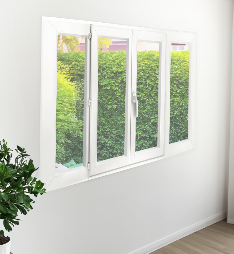 Fenêtre PVC 2 vantaux avec 2 fixes latéraux