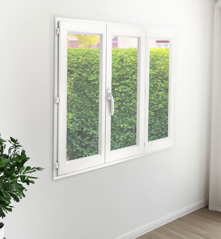 Fenêtre PVC 2 vantaux et 1 fixe latéral droit