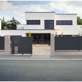 Portail coulissant électrique aluminium anthracite BRIX in situ
