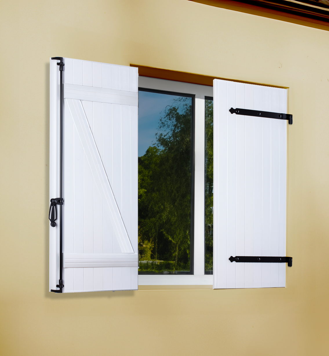 Volet battant à barres et écharpe 2 vantaux