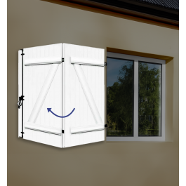 Volet battant à barres et écharpe 2 vantaux rabattables (vue extérieure)