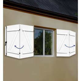 Volet battant à barres et écharpe 4 vantaux (vue extérieure)