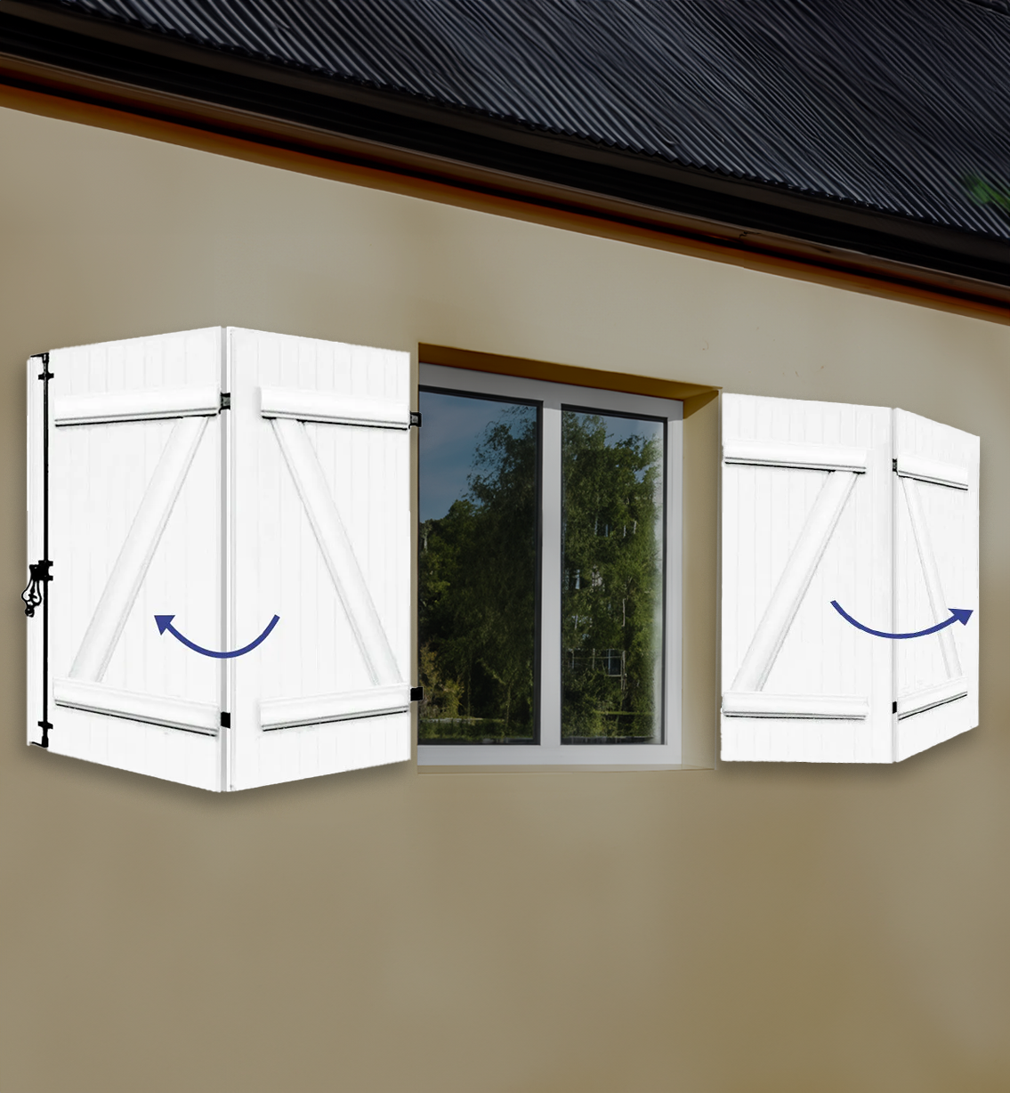 Volet battant à barres et écharpe 4 vantaux