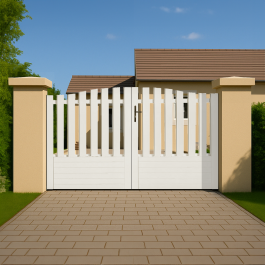 Portail battant PVC standard ALENÇON blanc CHAPEAU DE GENDARME