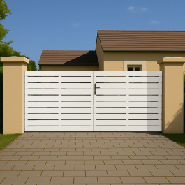 Portail battant PVC standard LYON blanc (en situation)