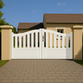 Portail battant PVC standard BREST blanc GALBÉ (en ambiance)