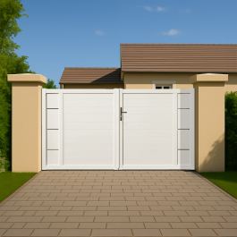 Portail battant PVC standard ARLES blanc INSERT (en ambiance)