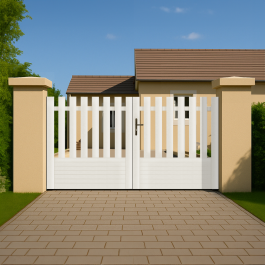 Portail battant PVC standard ALENÇON blanc DROIT (en ambiance)