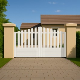 Portail battant électrique PVC blanc ALENÇON CONVEXE