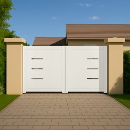 Portail battant électrique PVC blanc BRIANÇON