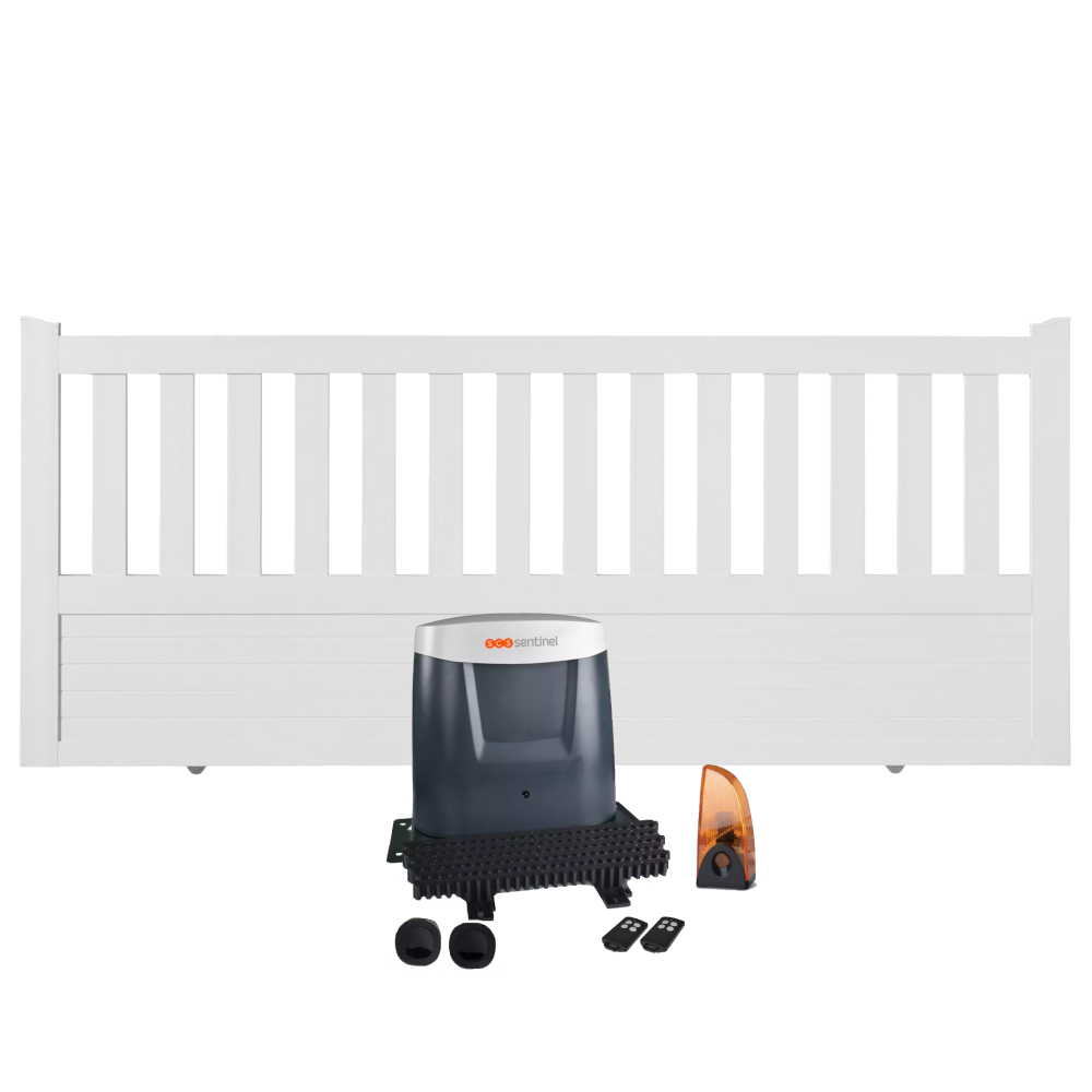 Portail coulissant électrique PVC blanc ETRETAT