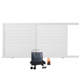 Portail coulissant électrique PVC blanc ARLES (poignée à gauche)