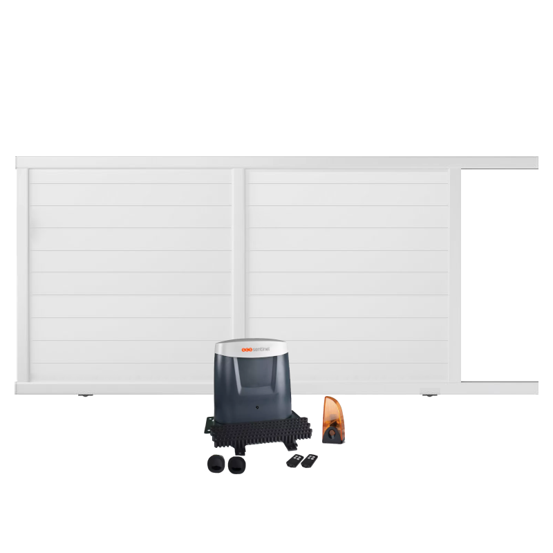 Portail coulissant électrique PVC blanc ARLES