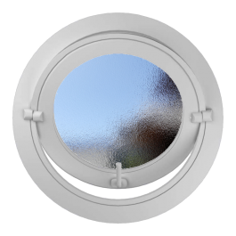 Oeil de boeuf rond basculant PVC vitrage brouillé ø tableau 600 mm ouvert