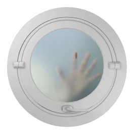 Oeil de boeuf rond basculant PVC vitrage dépoli ø tableau 600 mm fermé