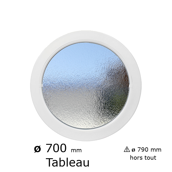 Oeil de boeuf rond fixe PVC vitrage brouillé ø tableau 700 mm