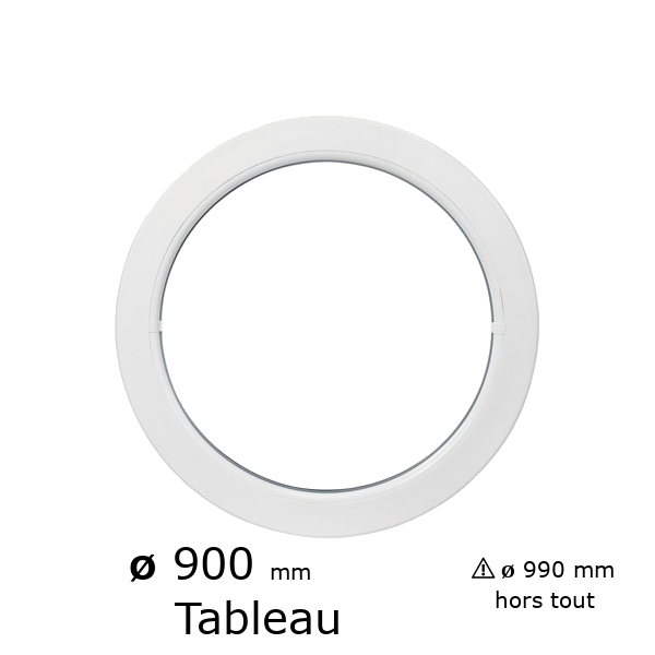 Oeil de boeuf rond fixe PVC vitrage clair ø tableau 900 mm