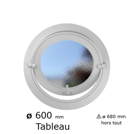 Oeil de boeuf rond basculant PVC vitrage brouillé ø tableau 600 mm