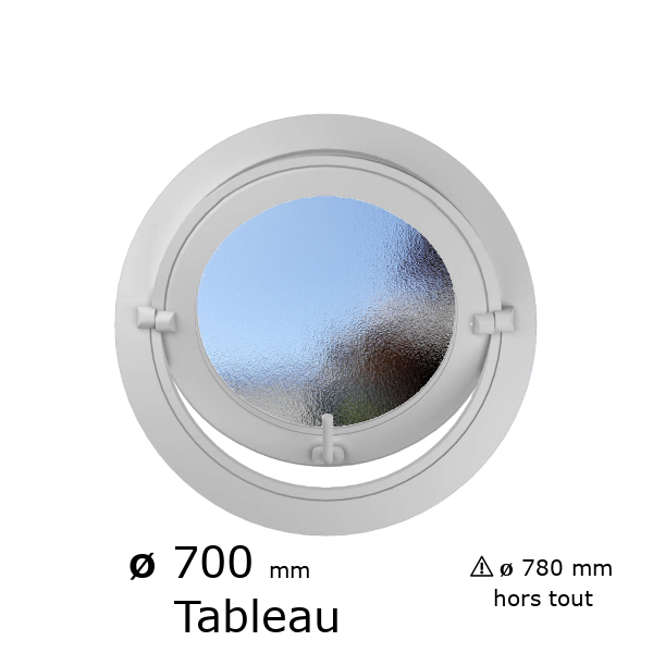 Oeil de boeuf rond basculant PVC vitrage brouillé ø tableau 700 mm