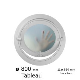 Oeil de boeuf rond basculant PVC vitrage dépoli ø tableau 800 mm