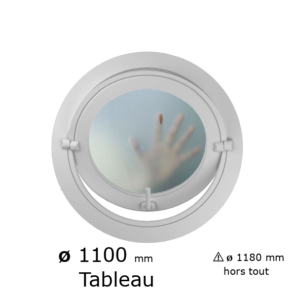 Oeil de boeuf rond basculant PVC vitrage dépoli ø tableau 1100 mm