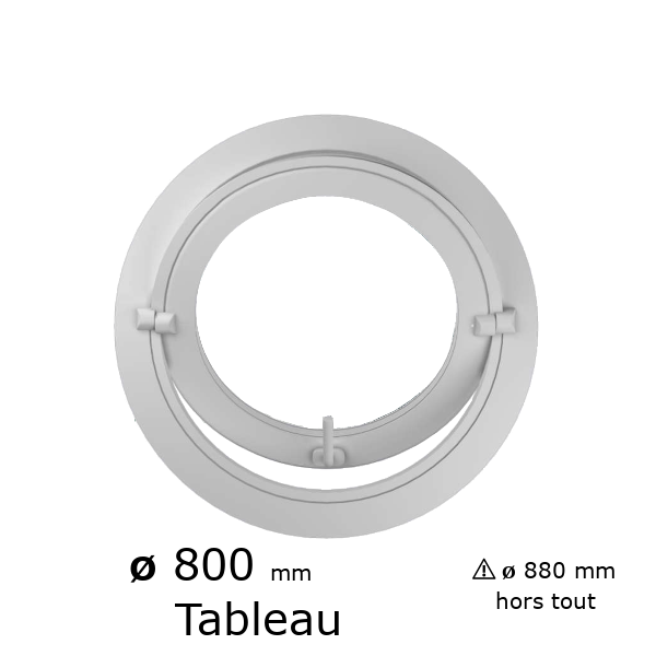 Oeil de boeuf rond basculant PVC vitrage clair ø tableau 800 mm