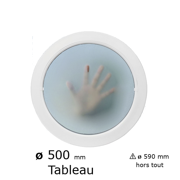 Oeil de boeuf rond fixe PVC vitrage dépoli ø tableau 500 mm