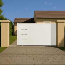 Portail coulissant PVC sur-mesure BRIANCON blanc - ouverture vers la droite