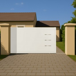 Portail coulissant PVC sur-mesure BRIANCON blanc - ouverture vers la gauche