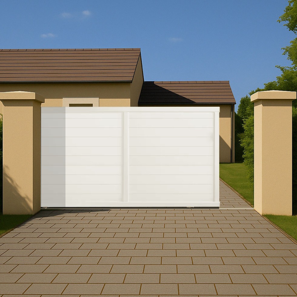 Portail coulissant PVC sur-mesure ARLES blanc