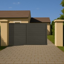 Portail coulissant PVC sur-mesure ARLES anthracite - ouverture vers la gauche