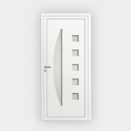 Porte d’entrée en PVC vitrée blanche Achille