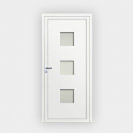 Porte d’entrée en PVC vitrée blanche Cesar