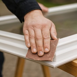 retouche pour rayures sur menuiserie en PVC blanc