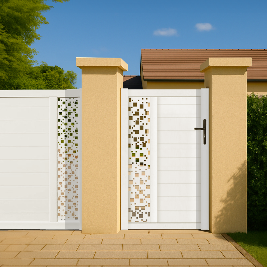 Portillon PVC sur mesure décor carré Arles