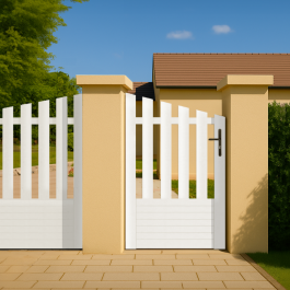 Portillon PVC sur mesure concave Alençon (poignée à droite)