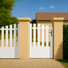 Portillon PVC standard ALENÇON blanc INCURVÉ 1000x1450 mm - poignee a droite