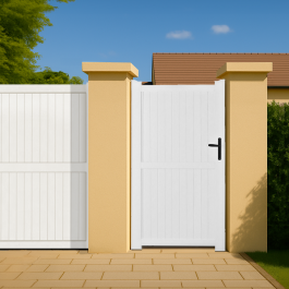 Portillon PVC standard GUÉRANDE blanc hauteur 1600 mm - poignee a droite