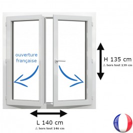 Fenêtre PVC 2 vantaux H 135 x L 140 cm OF avec poignée