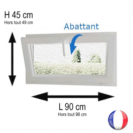 Fenêtre PVC abattant H 45 x L 90 cm verre brouillé avec poignée