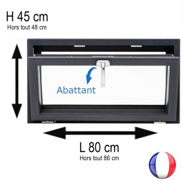 Fenêtre PVC abattant H 45 x L 80 cm anthracite avec poignée
