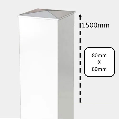 Pilier PVC Blanc pour Portail - H1500 - 80x80