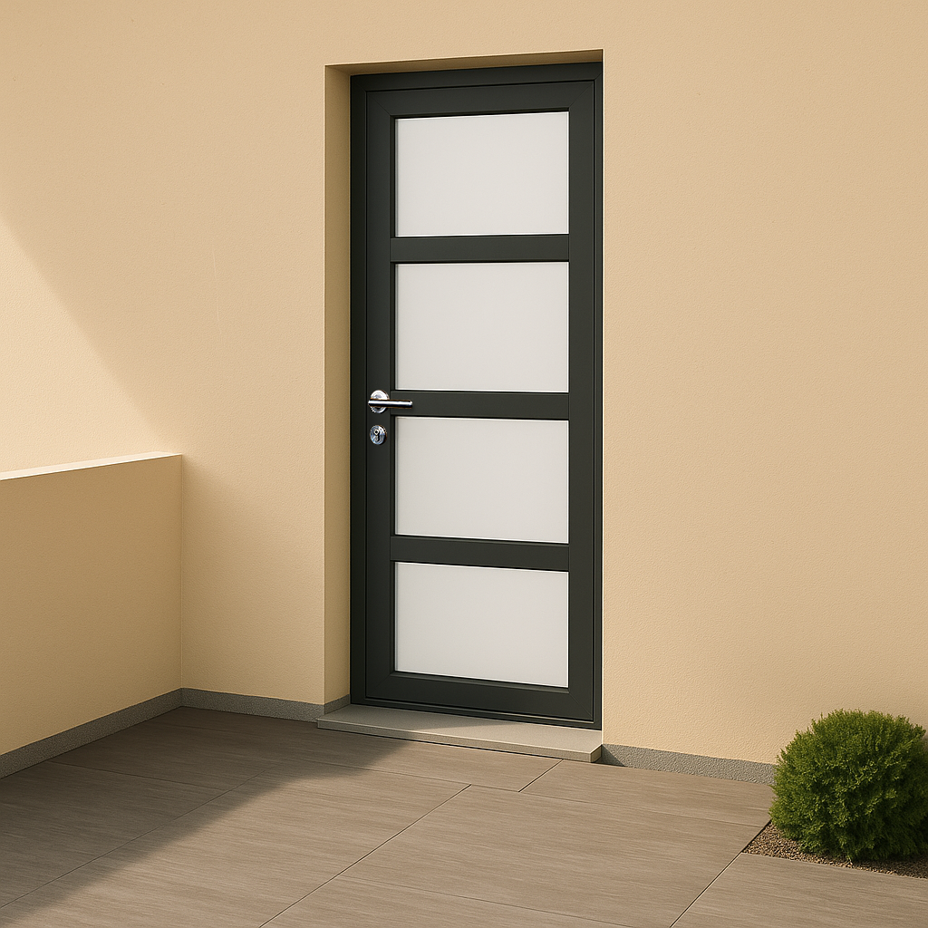Porte d'entrée PVC couleur 4 vitrages