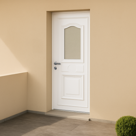 Porte d’entrée en PVC vitrée blanche Athena 9