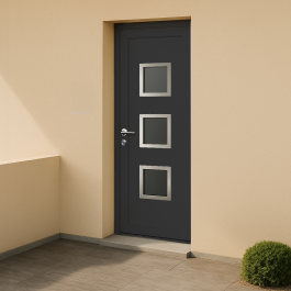 Porte d'entrée PVC couleur 124-9 vitrée