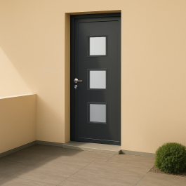 Porte d’entrée PVC couleur 124-3 vitrée